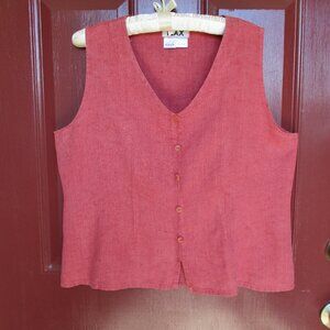 Flax Sleeveless Short Blouse Vest Look MEDIUM Apricot Linen